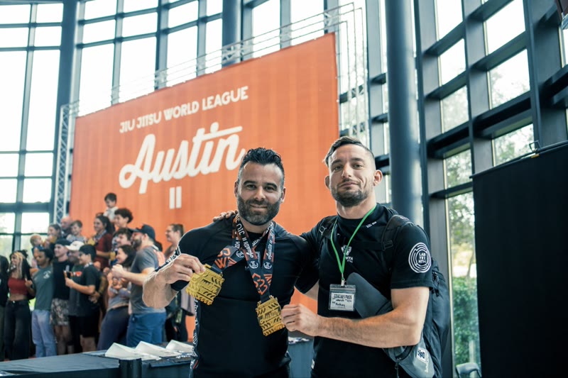 Labyrinth BJJ coaches with gold medals at JJWL Austin